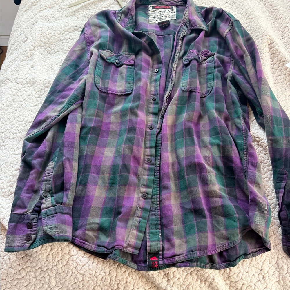 Tony Hawk Plaid Shirt in Purple and Green